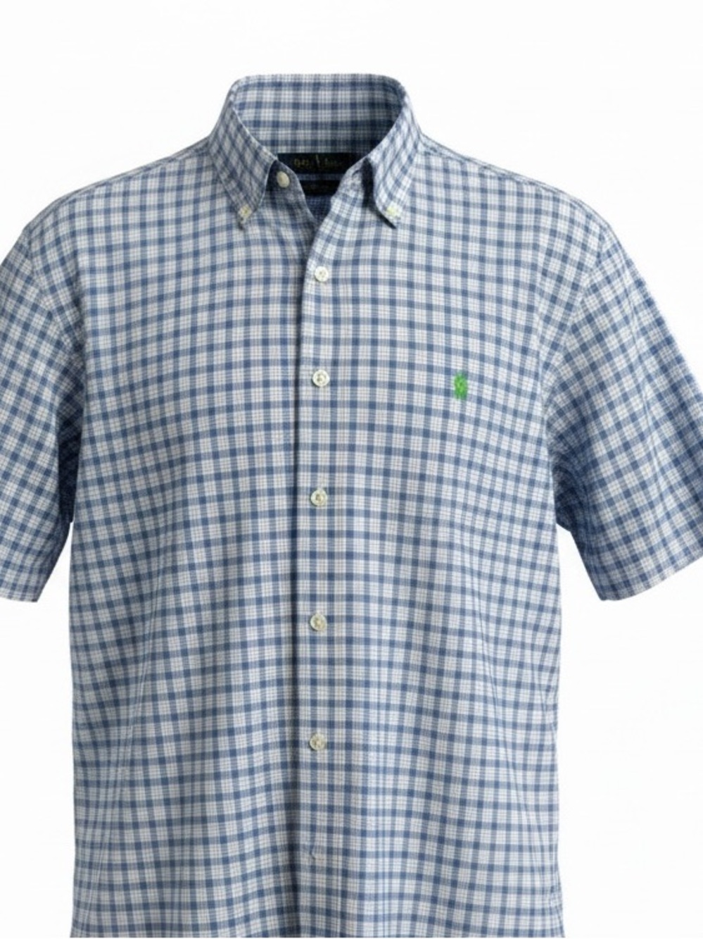 NWT Ralph Lauren SS Shirt Blue & white with bright green pony.